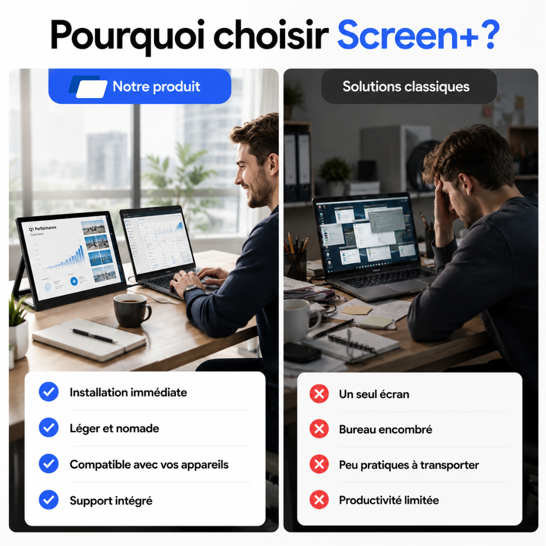 Screen+ Duo 14 — Écran portable 14″ 1920 × 1200, USB-C & HDMI