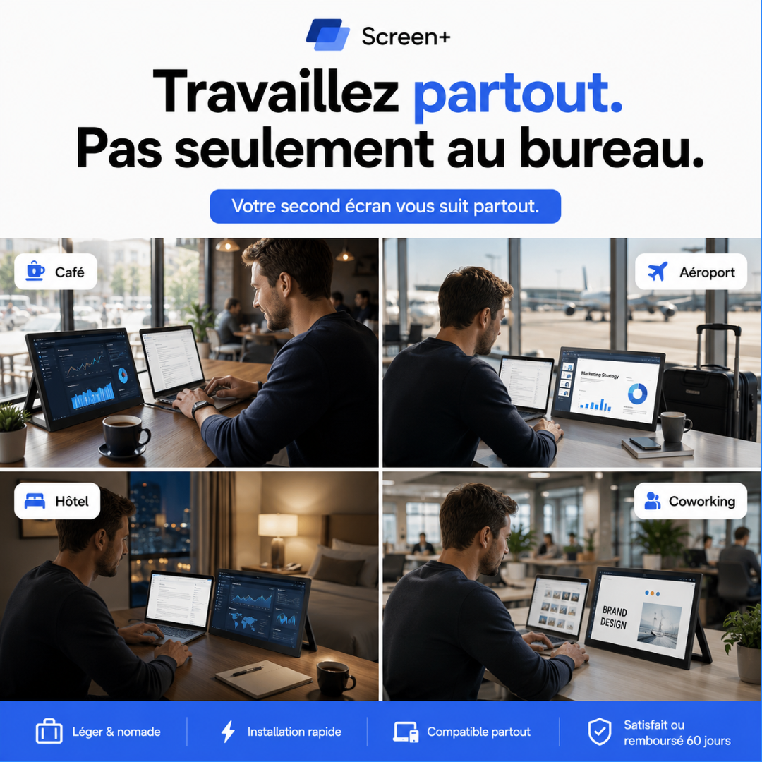 Screen+ Duo 14 — Écran portable 14″ 1920 × 1200, USB-C & HDMI
